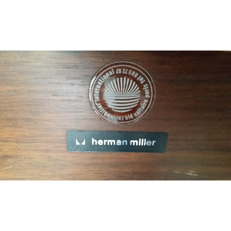 Bureau vintage marron en bois et en aluminium de George Nelson pour Herman Miller - 1960