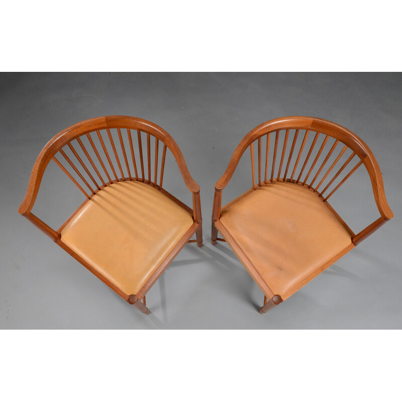 Set of 2 mahogany King of Diamonds chairs by Børge Mogensen for Søborg Møbelfabrik - 1940s