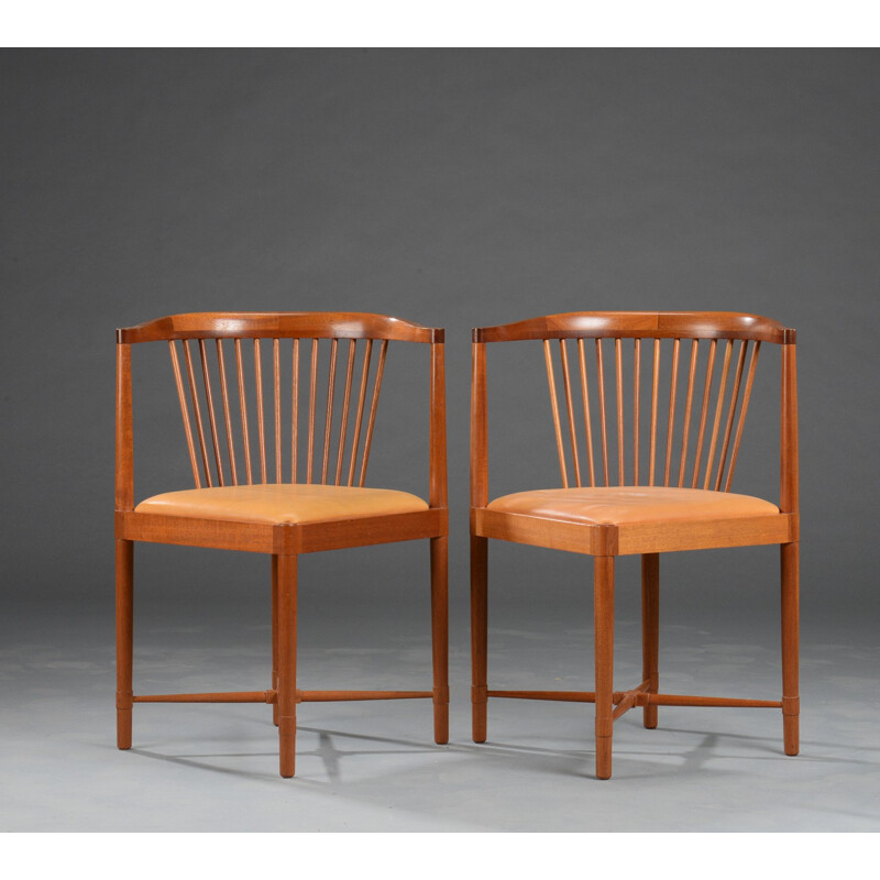 Set of 2 mahogany King of Diamonds chairs by Børge Mogensen for Søborg Møbelfabrik - 1940s