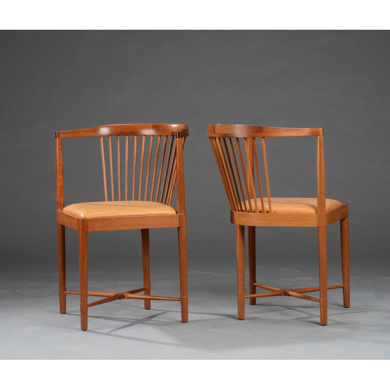 Set of 2 mahogany King of Diamonds chairs by Børge Mogensen for Søborg Møbelfabrik - 1940s