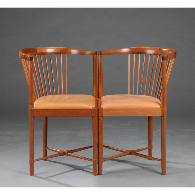 Set of 2 mahogany King of Diamonds chairs by Børge Mogensen for Søborg Møbelfabrik - 1940s