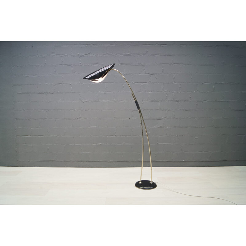 Lámpara de pie de plexiglás negro y cromo - 1960