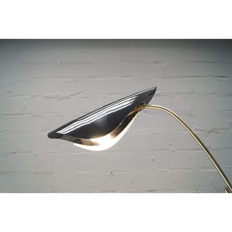 Vloerlamp van zwart plexiglas en chroom - 1960