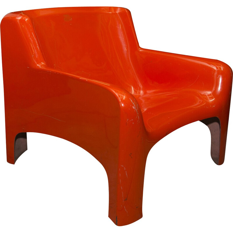 Orange Italian Gaia lounge chair by Carlo Bartoli for Arflex - 1960s 
