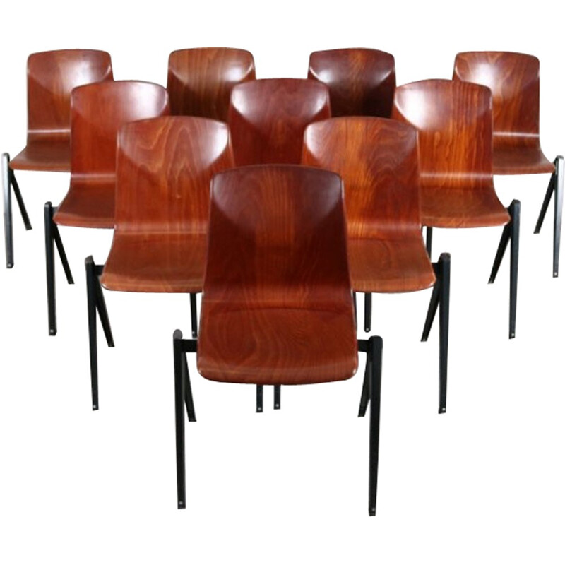 Set of 10 vintage rosewood chairs - 1960s