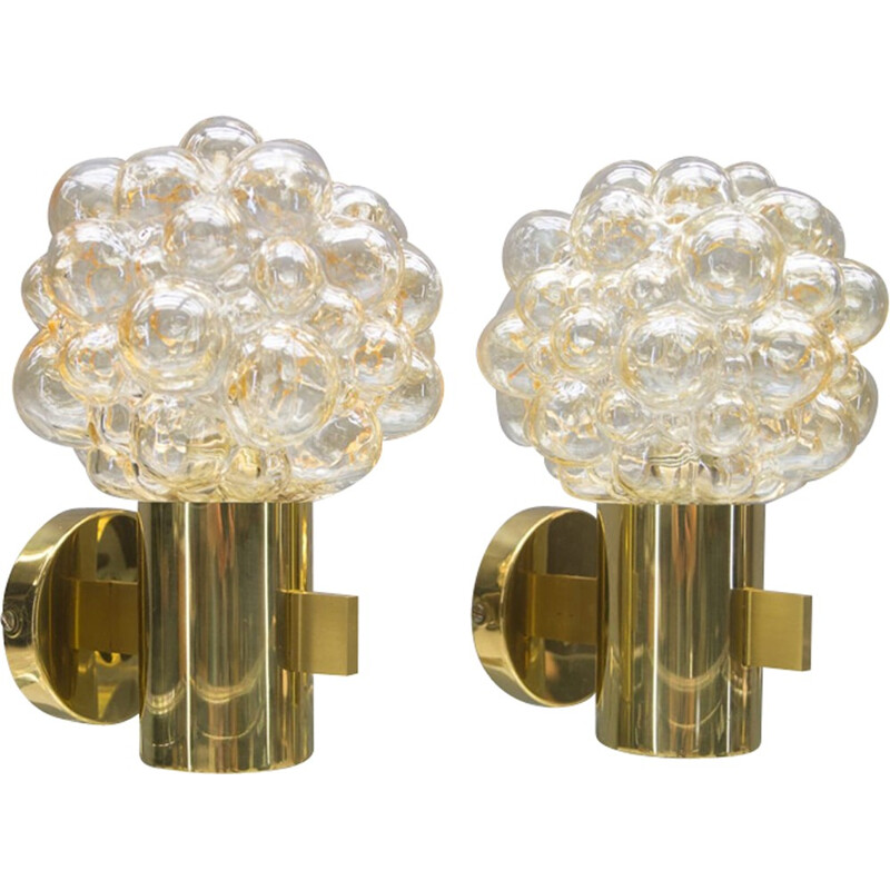 Golden bubble glass wall lamps by Helena Tynell for Limburg - 1960s