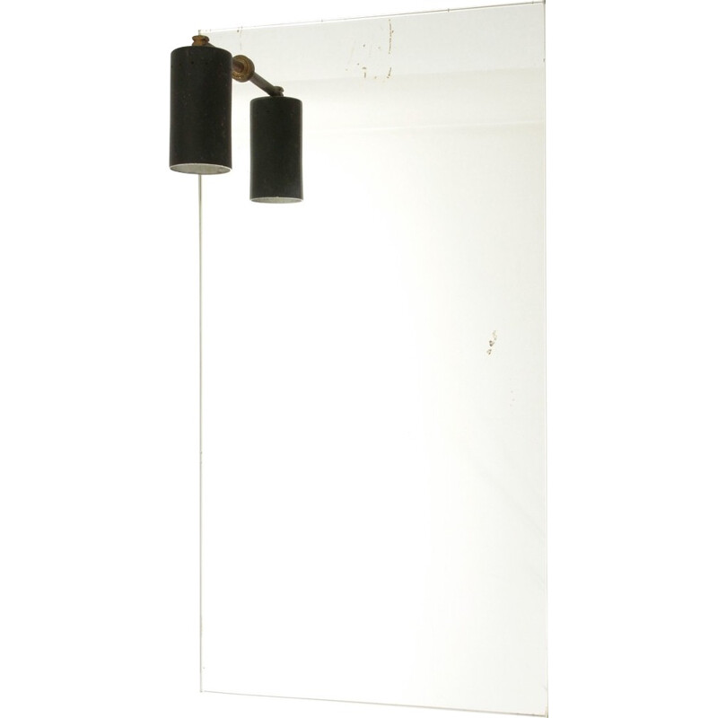 Italian mid-century mirror with wall lamp - 1950s