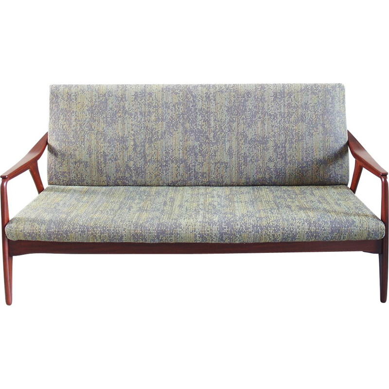 Danish three-seat sofa grey spotted yellow mustard - 1950s