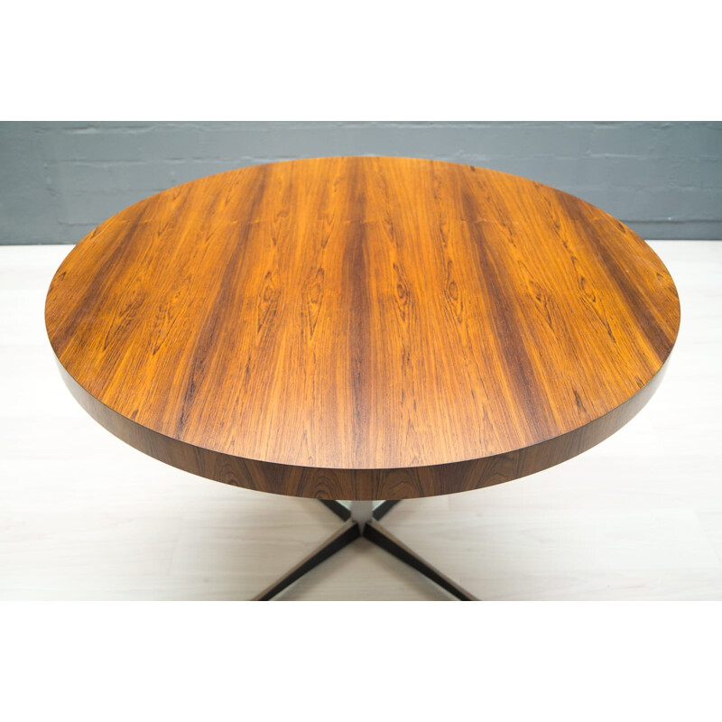 Mid century adjustable rosewood and glass dining table - 1960s