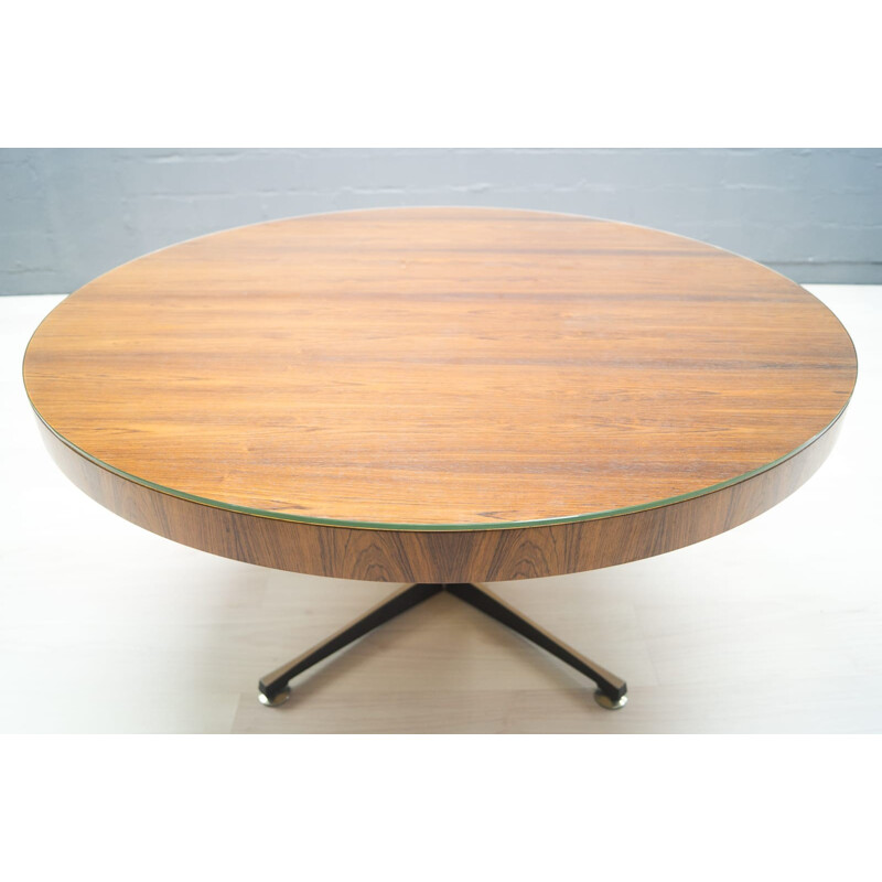 Mid century adjustable rosewood and glass dining table - 1960s