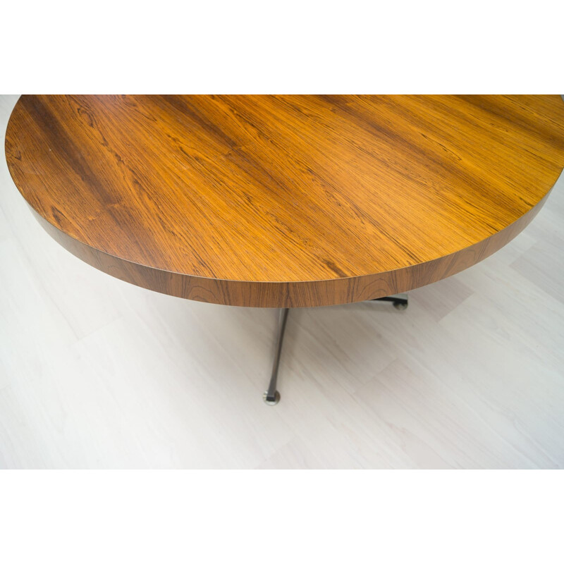 Mid century adjustable rosewood and glass dining table - 1960s