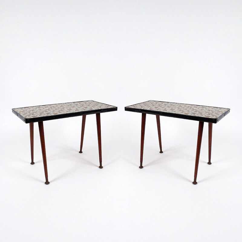 Pair of mosaic top side tables - 1960s