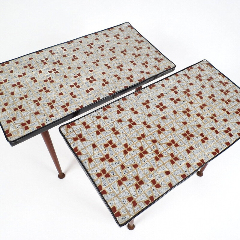 Pair of mosaic top side tables - 1960s