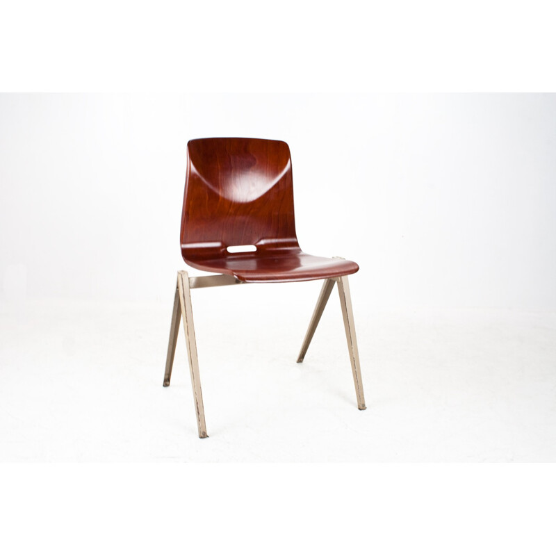 Chaise néerlandaise marron d'école Galvanitas - 1960