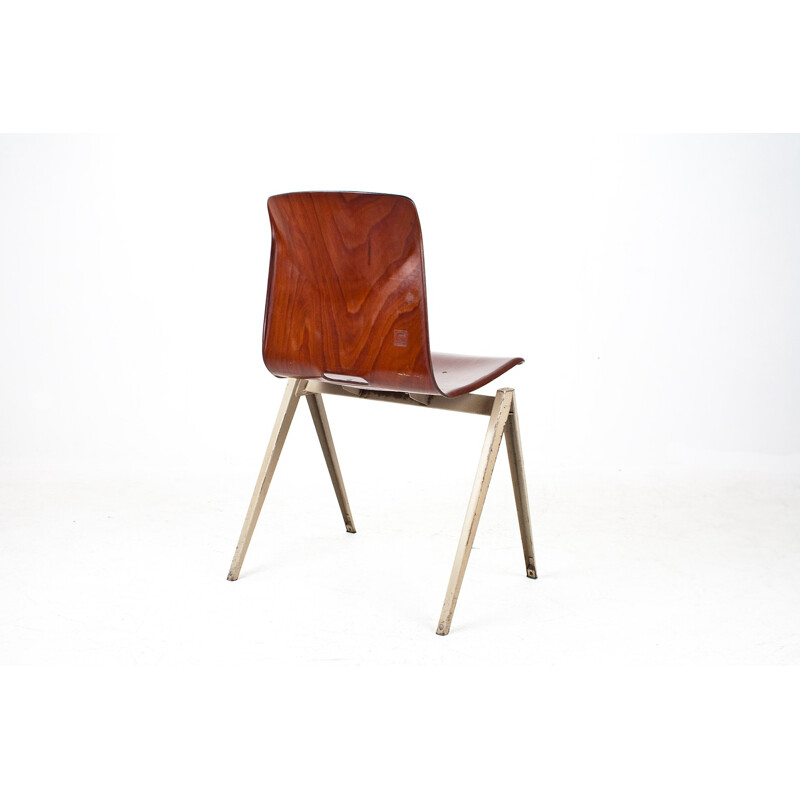 Chaise néerlandaise marron d'école Galvanitas - 1960