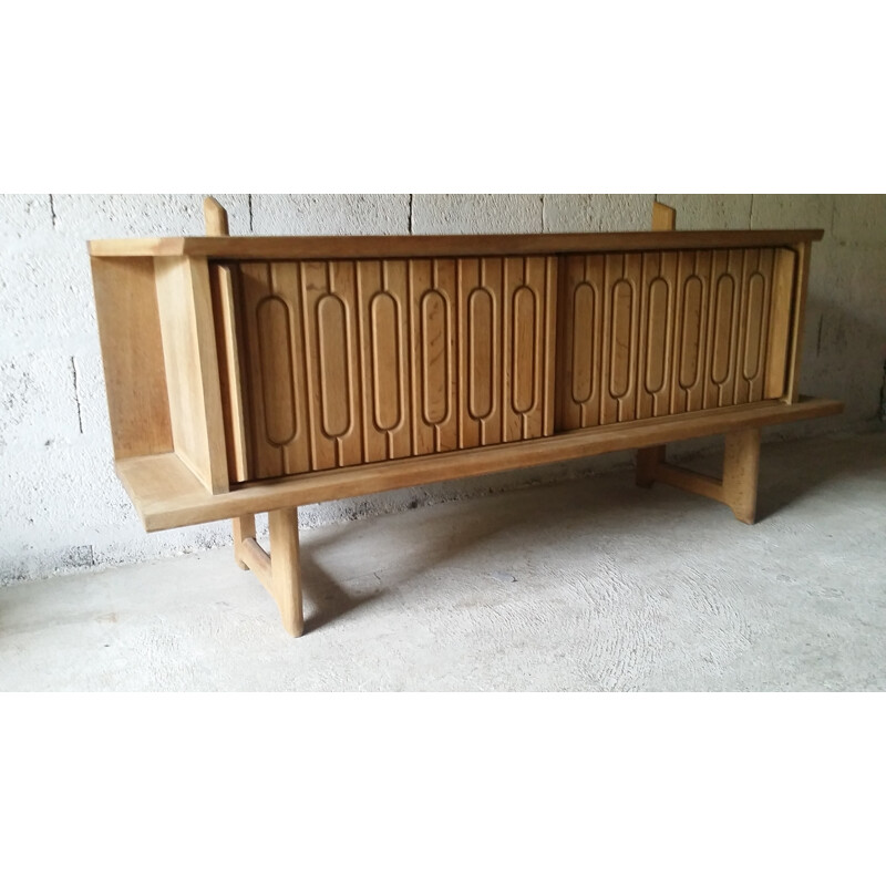 Solid oak sideboard by Guillerme and Chambron for Votre Maison - 1950s