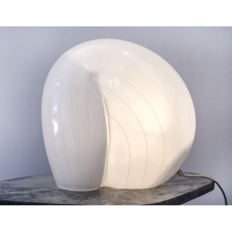 Mid century white Murano glass table lamp - 1970s