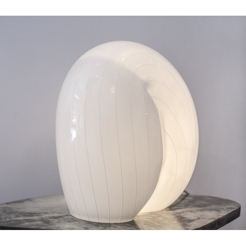 Mid century white Murano glass table lamp - 1970s