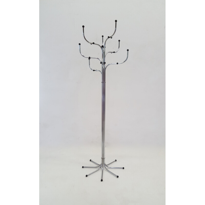 Silvery chromed coat rack by Sidse Werner for Fritz Hansen edition - 1970s