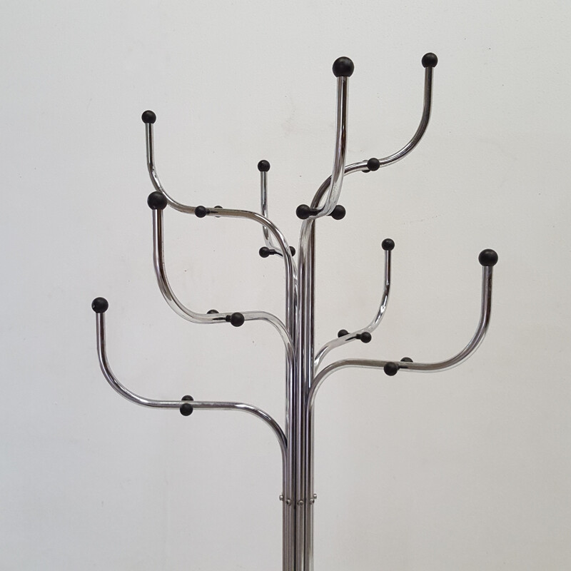 Silvery chromed coat rack by Sidse Werner for Fritz Hansen edition - 1970s