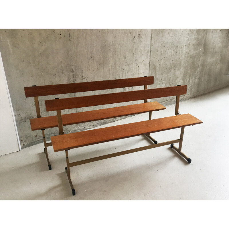 Pair of mid century Staples Ladderax fold down benches - 1960s