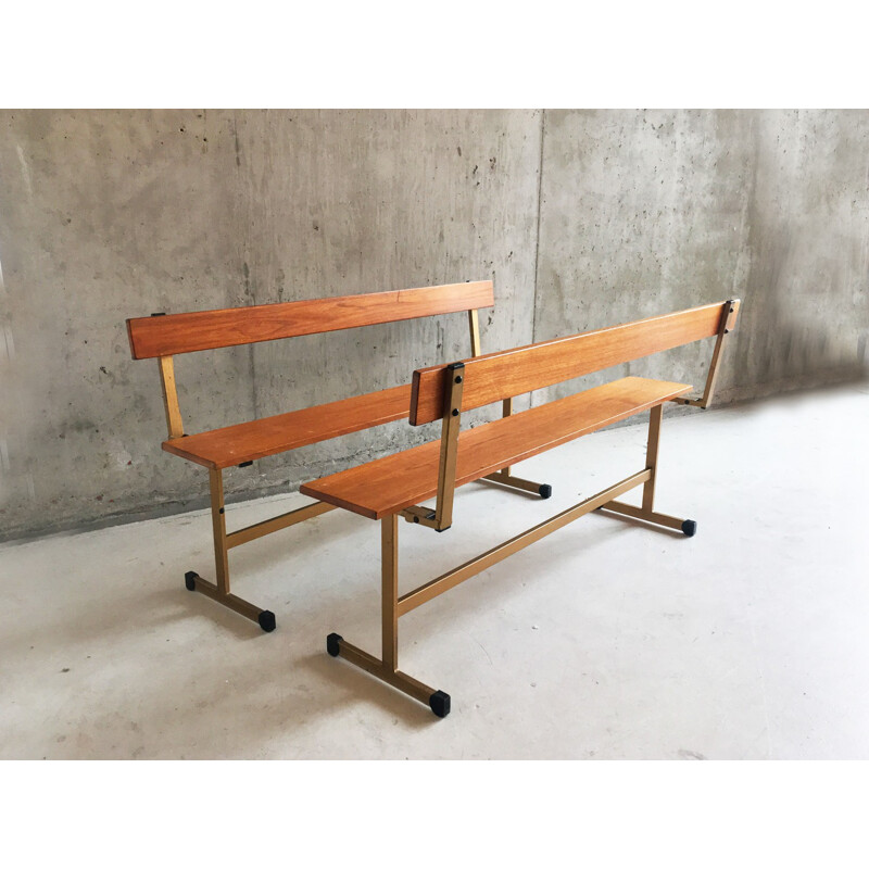 Pair of mid century Staples Ladderax fold down benches - 1960s