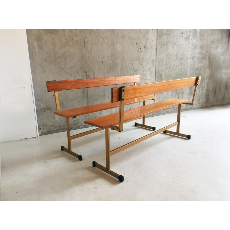 Pair of mid century Staples Ladderax fold down benches - 1960s