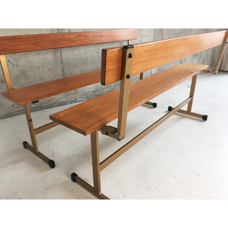 Pair of mid century Staples Ladderax fold down benches - 1960s