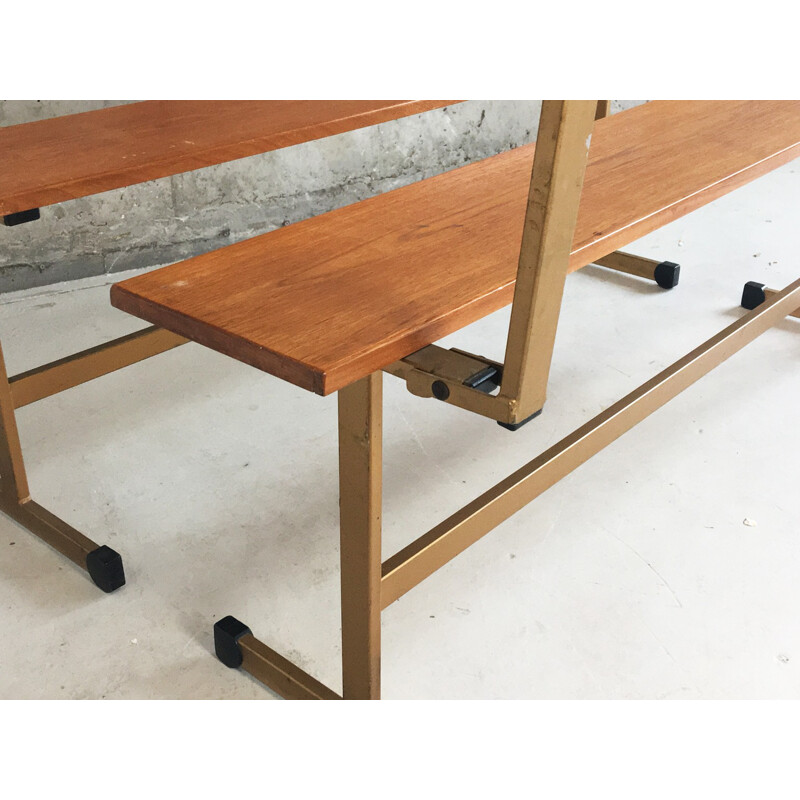 Pair of mid century Staples Ladderax fold down benches - 1960s