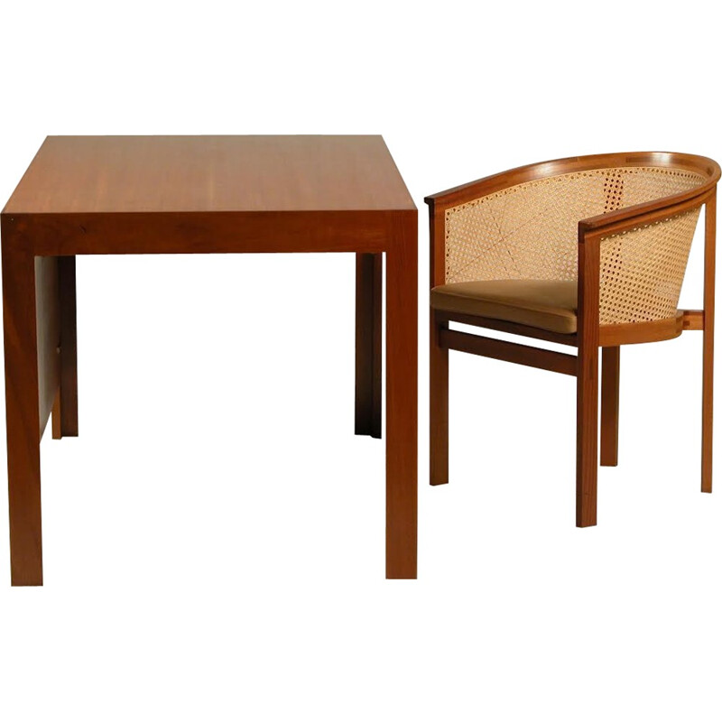 Set of desk and Chair in mahagony and brown leather by Rud Thygesen and Johnny Sørensen - 1980s
