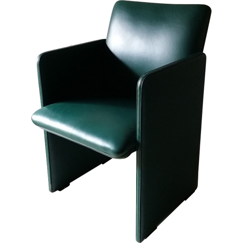 Green easy chair in leather by Luigi Massoni produced by Poltrona Frau - 1950s