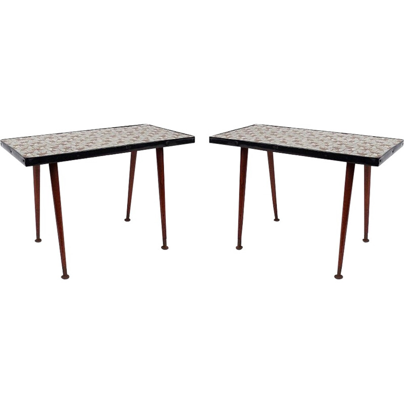 Pair of mosaic top side tables - 1960s