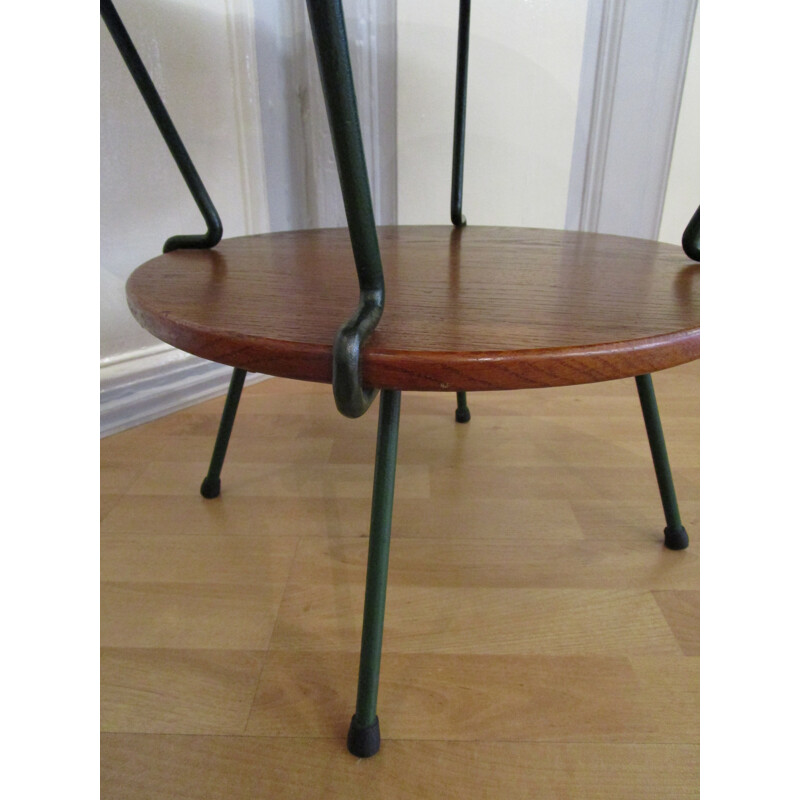 Wrought iron and oak coffee table - 1950s