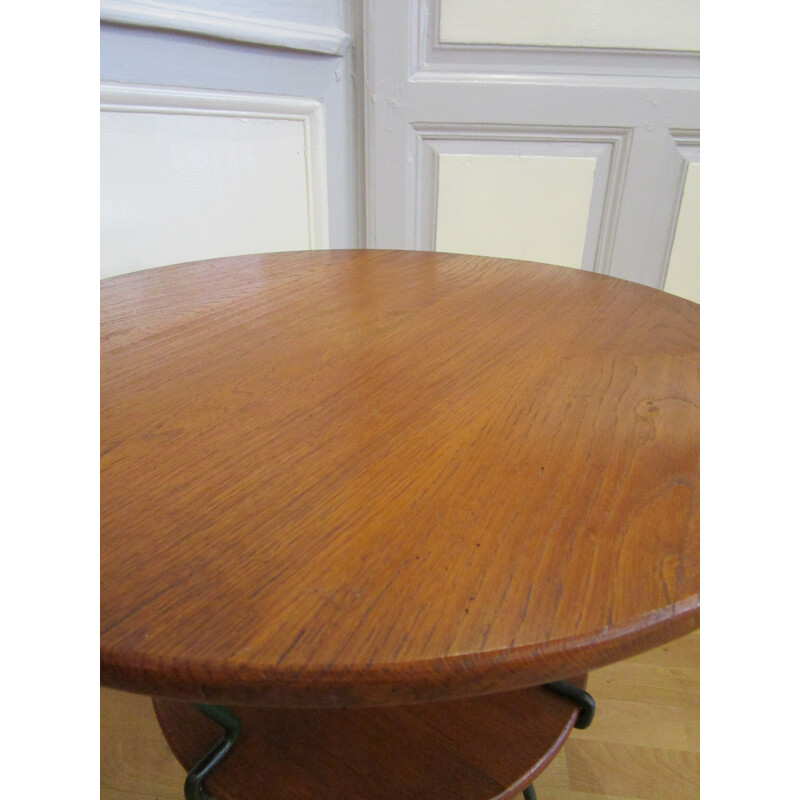 Table basse en chêne et fer forgé - 1950