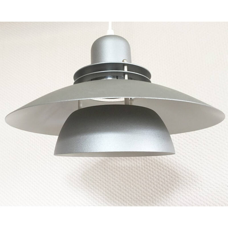 Danish aluminium and metal grey hanging lamp produced by Jeka - 1980s