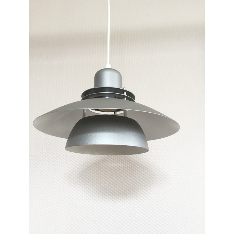 Danish aluminium and metal grey hanging lamp produced by Jeka - 1980s