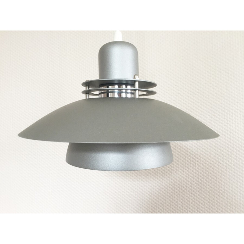 Danish aluminium and metal grey hanging lamp produced by Jeka - 1980s