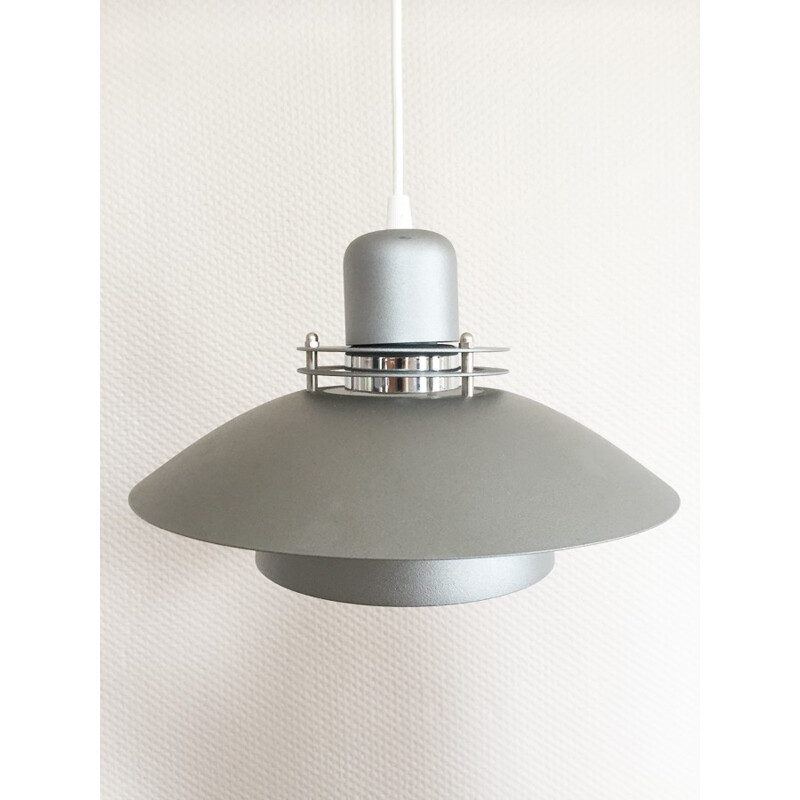 Danish aluminium and metal grey hanging lamp produced by Jeka - 1980s