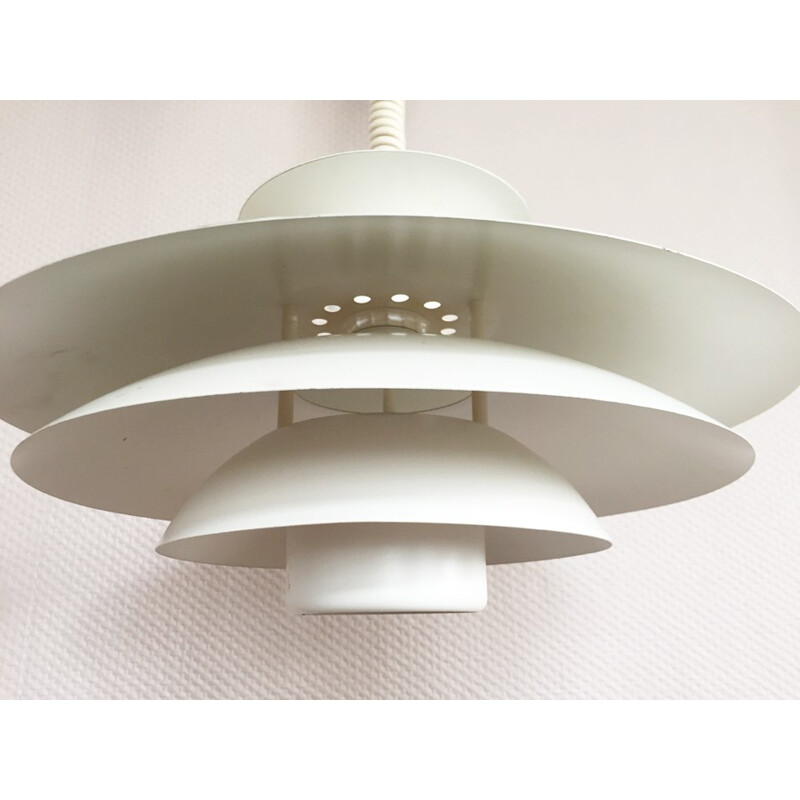 Mid century white Scandinavian hanging lamp produced by Danalight - 1980s