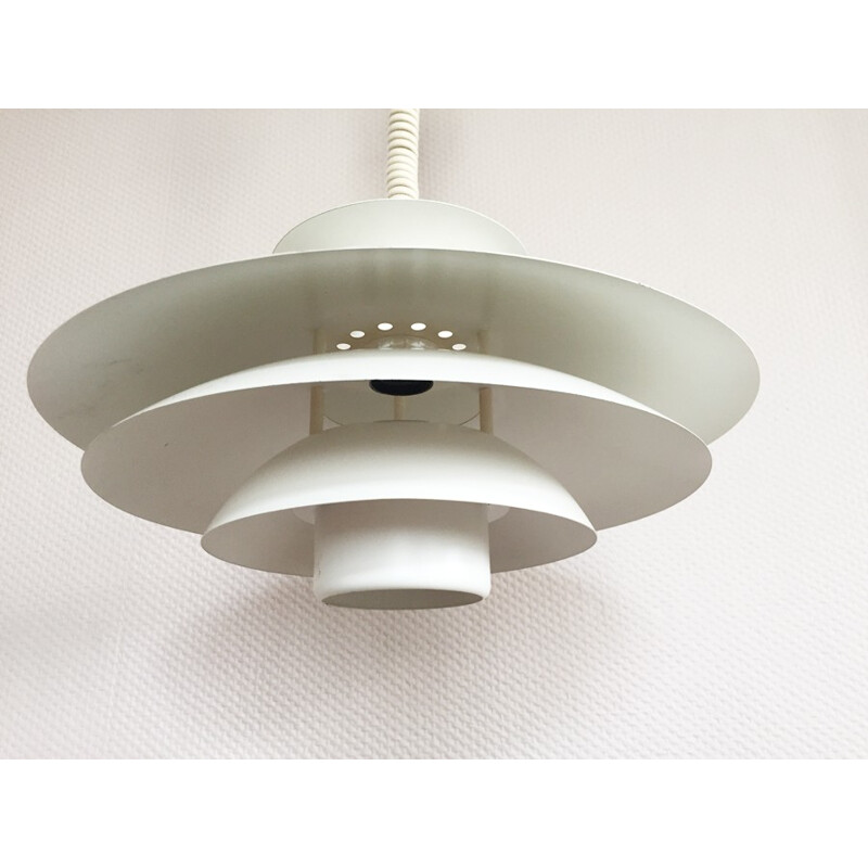 Mid century white Scandinavian hanging lamp produced by Danalight - 1980s