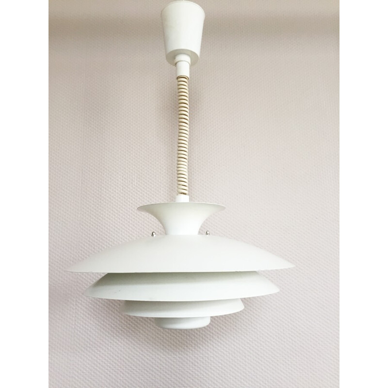 Mid century white Scandinavian hanging lamp produced by Danalight - 1980s