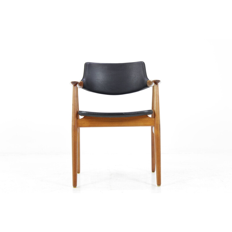Vintage teak and leather armchair by Erik Kirkegaard - 1960s