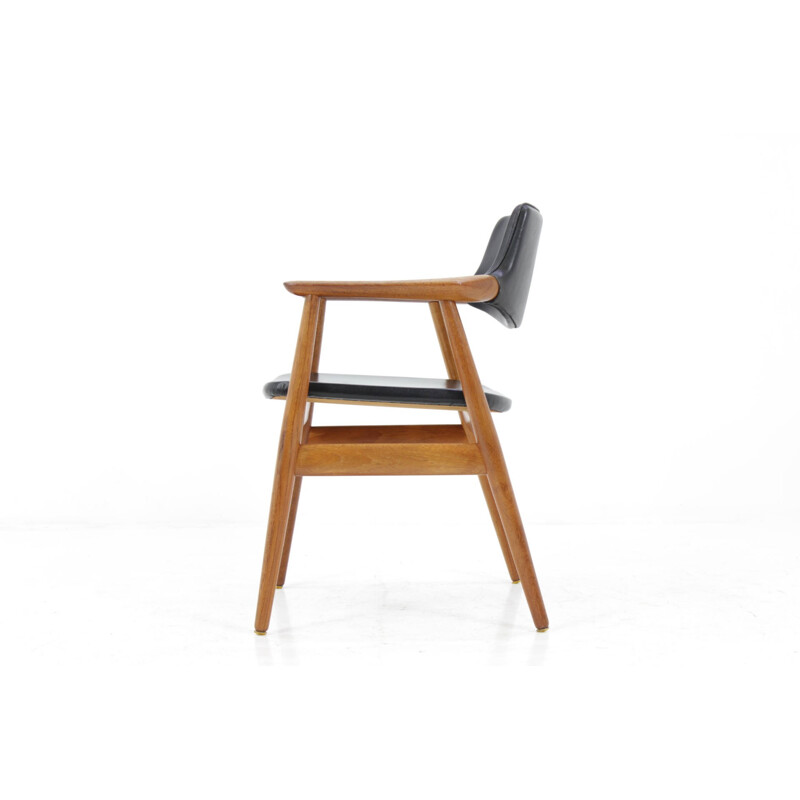 Fauteuil vintage en teck et cuir par Erik Kirkegaard - 1960