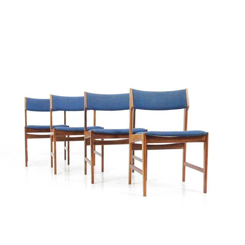 Ensemble de 4 chaises à repas scandinave en palissandre - 1960
