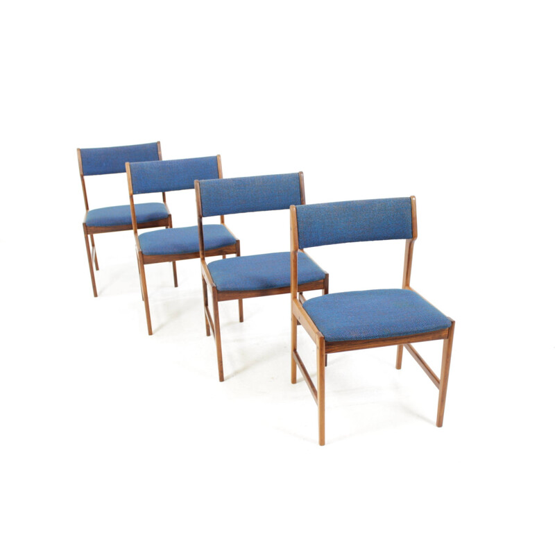 Ensemble de 4 chaises à repas scandinave en palissandre - 1960