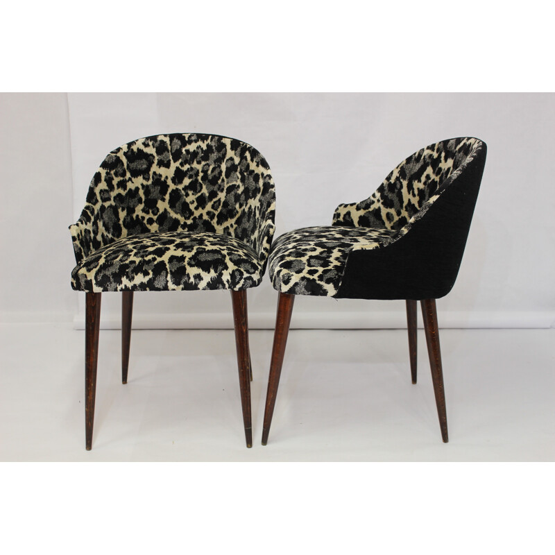 Cocktail armchairs with leopard pattern - 1970s