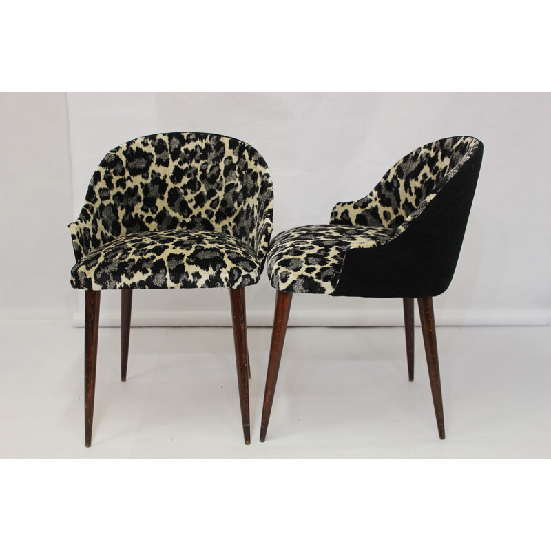 Petits fauteuils cocktail motif leopard - 1970