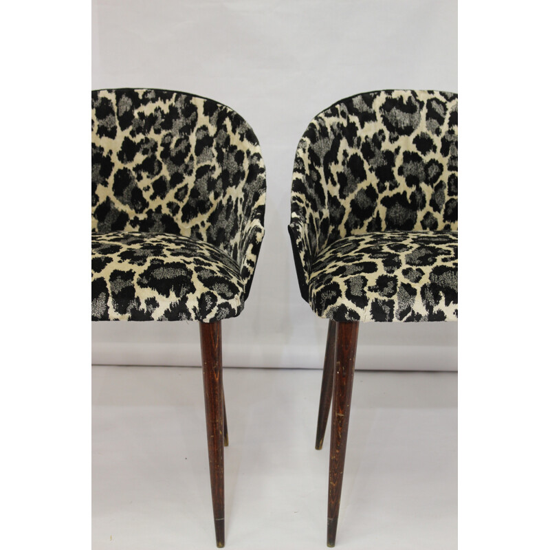 Petits fauteuils cocktail motif leopard - 1970