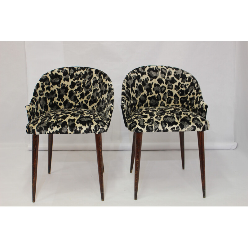 Cocktail armchairs with leopard pattern - 1970s