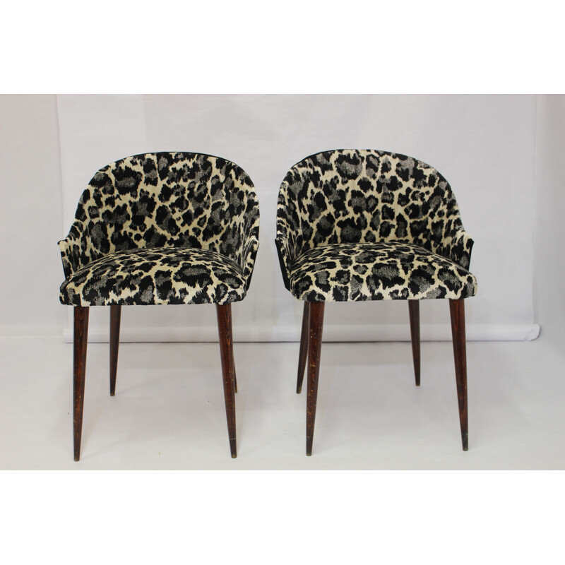 Petits fauteuils cocktail motif leopard - 1970